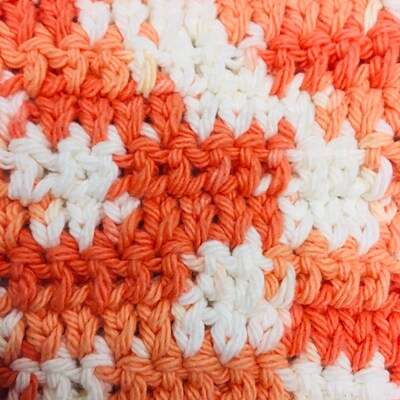 Hand Crochet Cotton Washcloth, Reusable Cleaning Cloth, Orange and White Dishcloth, Farmhouse Kitchen Bathroom Decor, Cottage Core Decor - image4